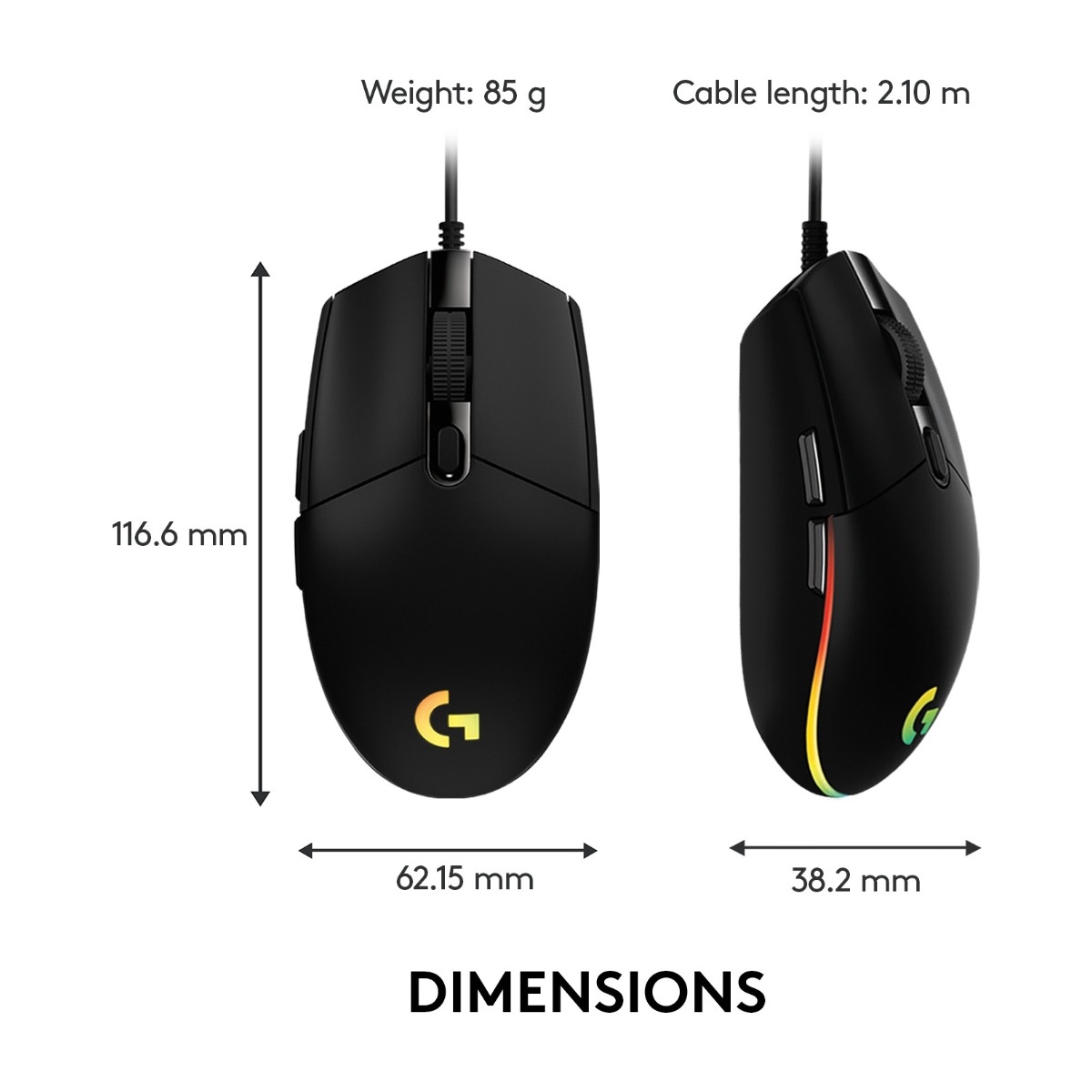 Logitech G203 LIGHTSYNC - Black - Gaming Mus - Optisk - 6 knapper - Sort med RGB lys billede 3