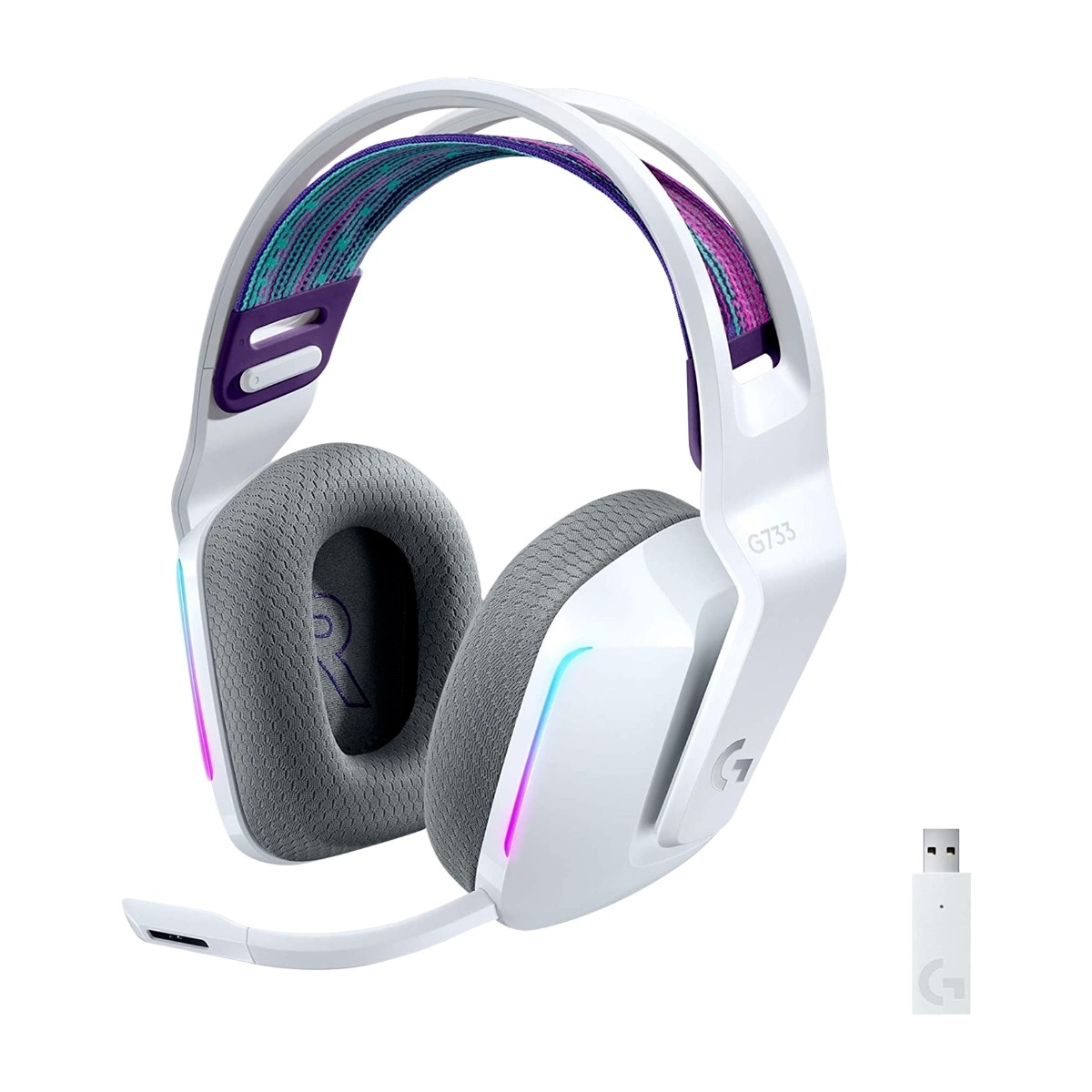 Logitech G733 LIGHTSPEED trådløst gaming headset, hvid billede 1
