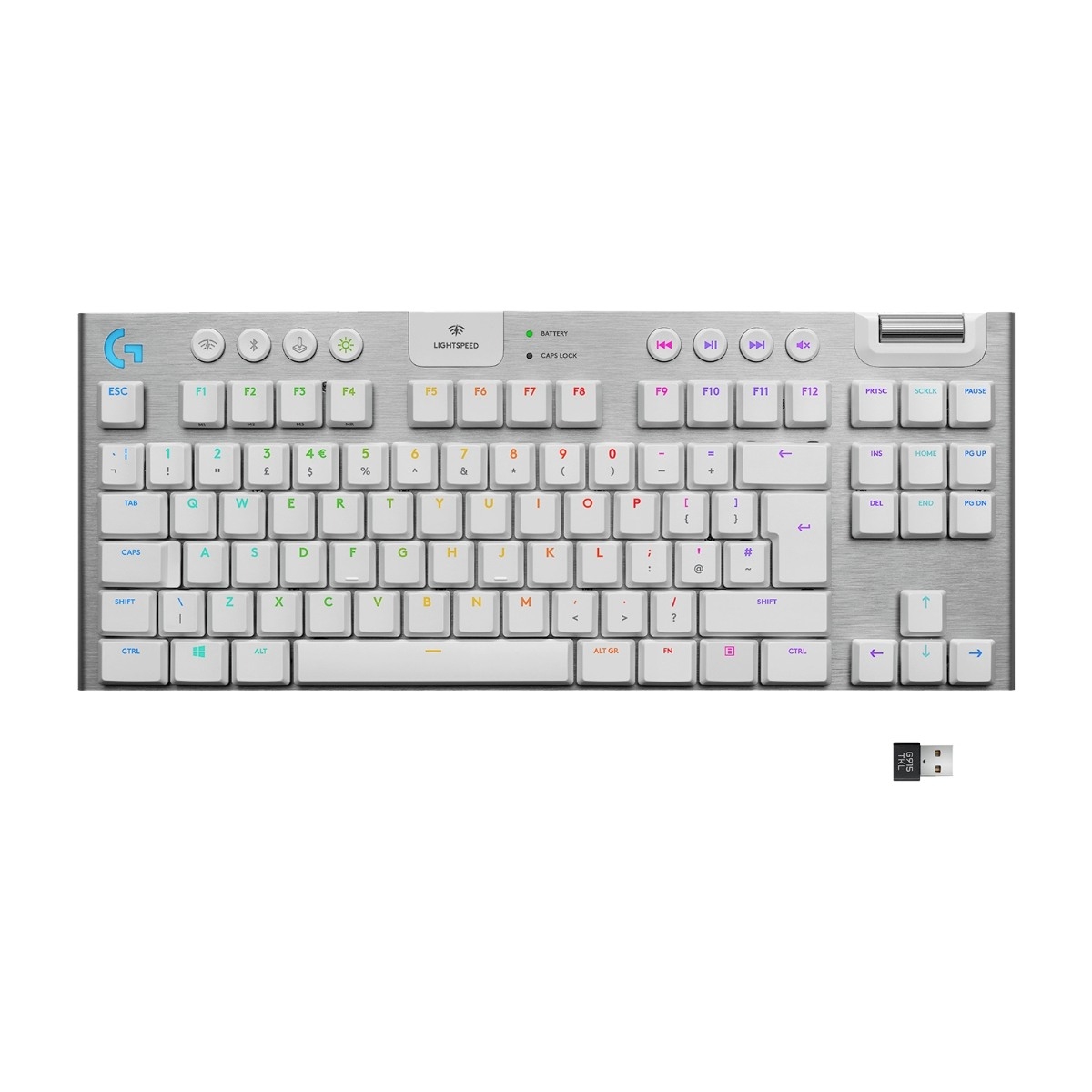 Logitech G915 TKL trådløst gaming tastatur, GL Tactile White billede 1