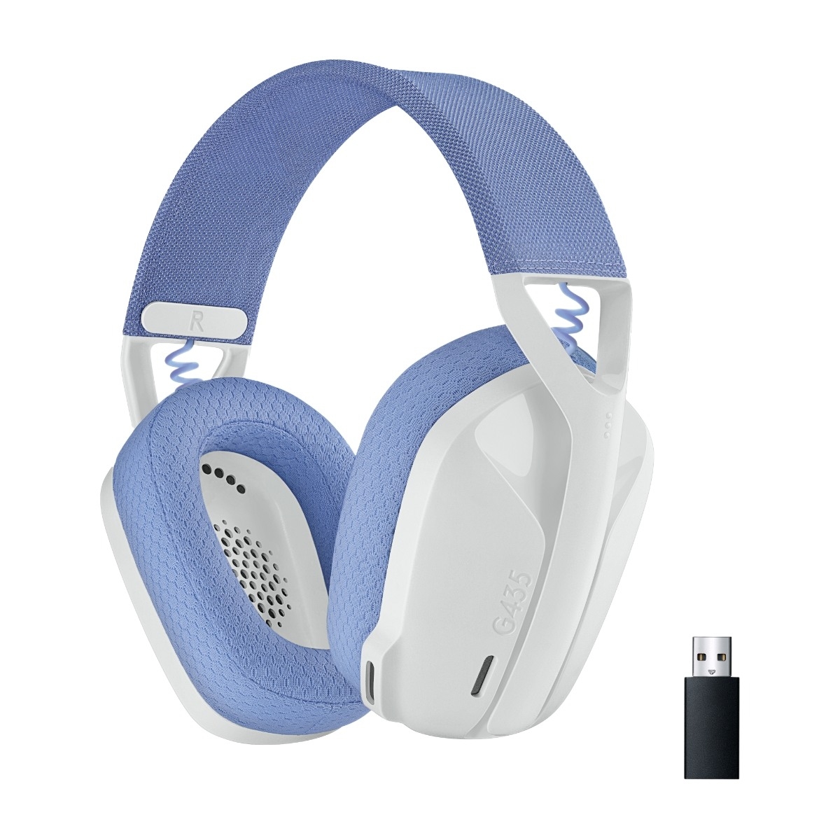 Logitech G435 Lightspeed trådløst gaming headset, hvid billede 1