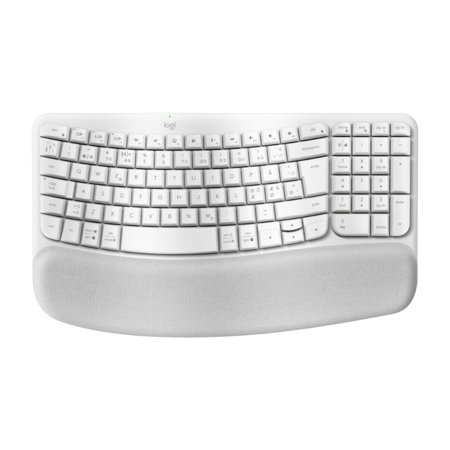 Logitech Wave Keys Ergo trådløst tastatur, hvid billede 1