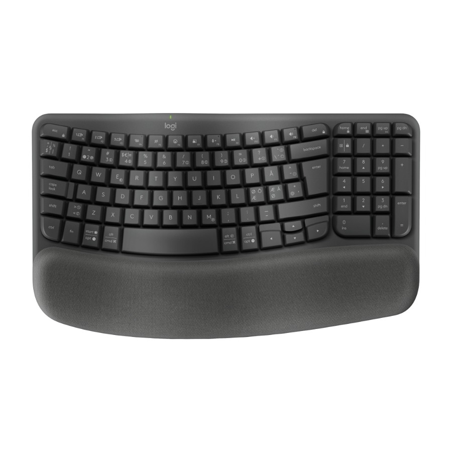 Logitech Wave Keys Ergo trådløst tastatur, sort billede 1