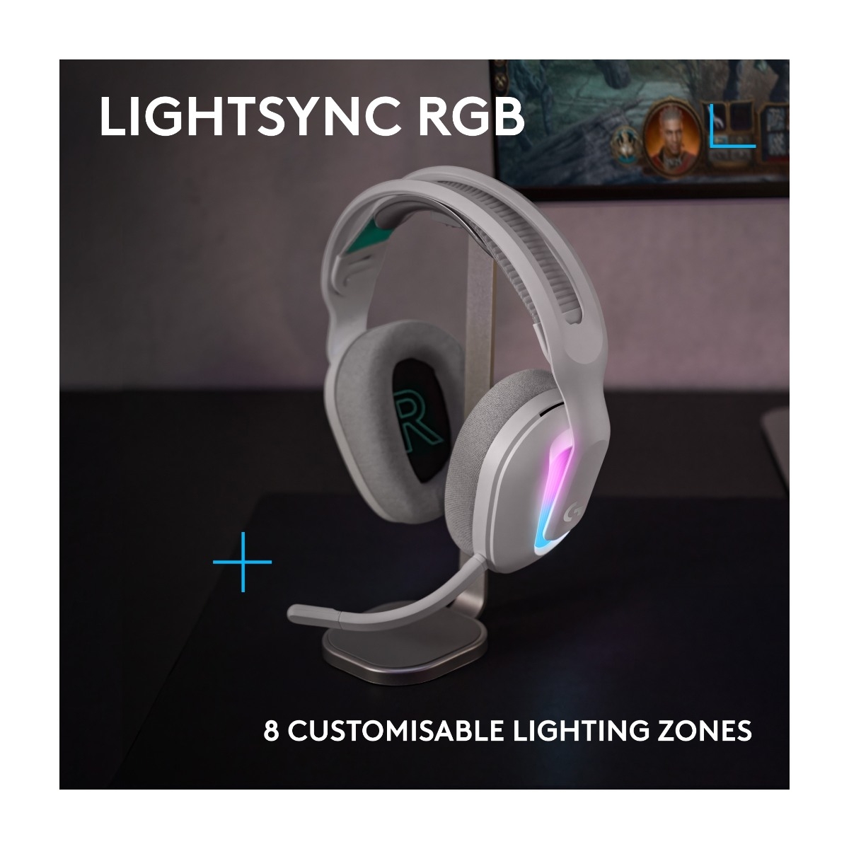 Logitech G522 Lightspeed trådløst gaming headset, hvid billede 2
