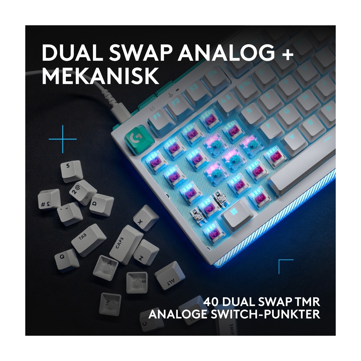 Logitech G512 X 75 gaming tastatur - Taktil, hvid billede 2