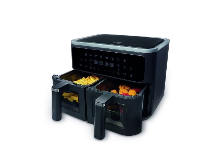 Fritel SnackTastic 8480 DUO, Varmluftsteger, 9 L, 1,35 kg, 40 °C, 200 °C, 8 person(er)