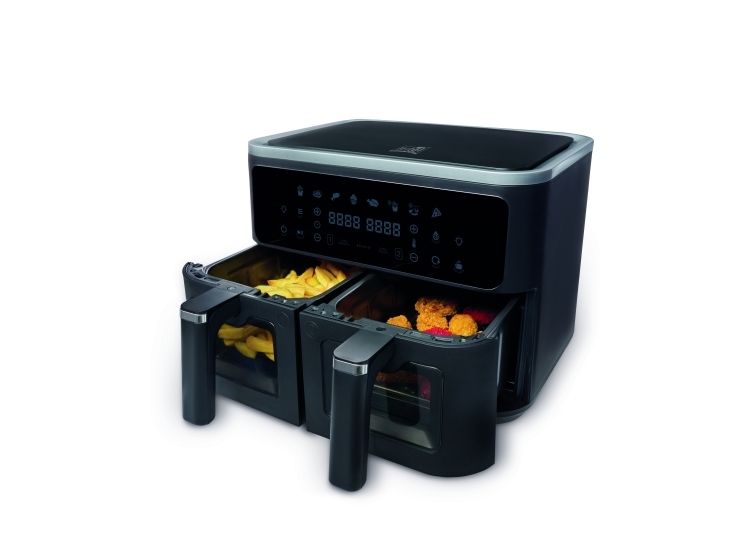 Fritel SnackTastic 8480 DUO, Varmluftsteger, 9 L, 1,35 kg, 40 °C, 200 °C, 8 person(er)