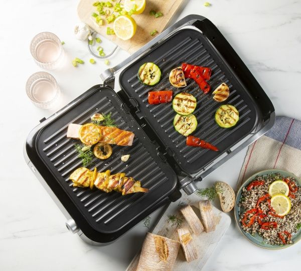 DOMO Genius elektrisk kontaktgrill non-stick belægning, med display rustfrit stål, sort (DO9249G)