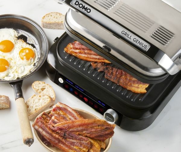DOMO Genius elektrisk kontaktgrill non-stick belægning, med display rustfrit stål, sort (DO9249G)