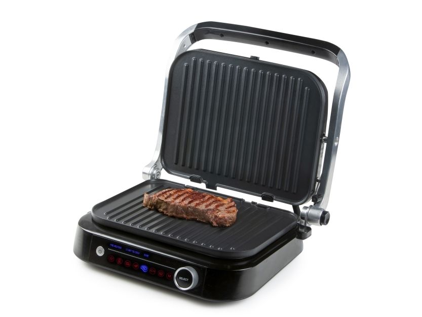 DOMO Genius elektrisk kontaktgrill non-stick belægning, med display rustfrit stål, sort (DO9249G)