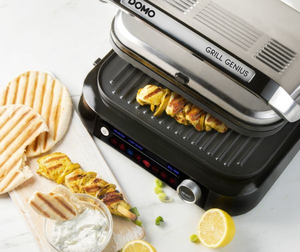 DOMO Genius elektrisk kontaktgrill non-stick belægning, med display rustfrit stål, sort (DO9249G)
