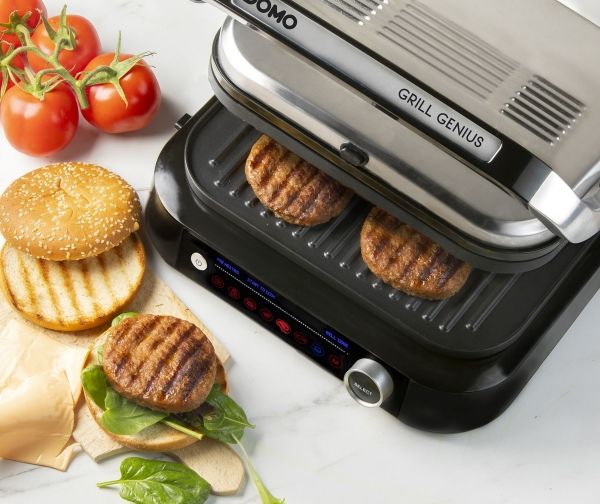 DOMO Genius elektrisk kontaktgrill non-stick belægning, med display rustfrit stål, sort (DO9249G)