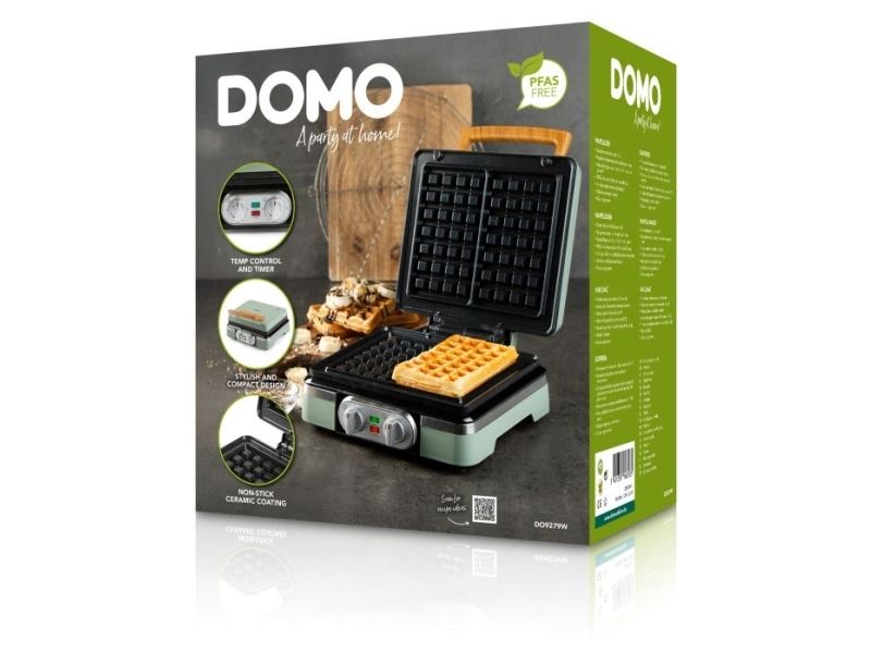 Domo DO9279W, 4 vaffel/vafler, Rektangulær, Salvie, 0,72 m, 1520 W, 248 mm