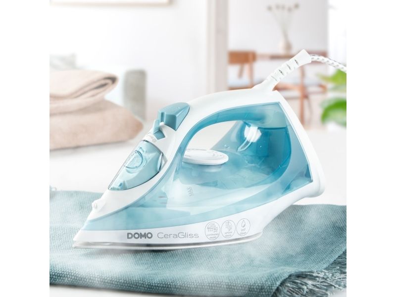 Domo DO7060S, Dampstrygejern, Keramisk strygesål, 2 m, 40 g/min, Blå, Hvid, 40 g/min billede 4