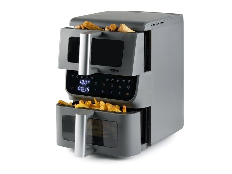 Domo DO550FR, Varmluftsteger, 10 L, 80 °C, 200 °C, 60 min., Dobbelt