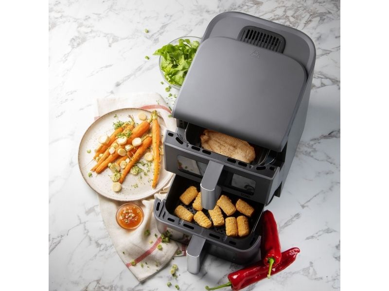 Domo DO550FR, Varmluftsteger, 10 L, 80 °C, 200 °C, 60 min., Dobbelt