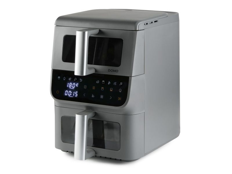 Domo DO550FR, Varmluftsteger, 10 L, 80 °C, 200 °C, 60 min., Dobbelt