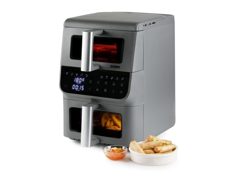 Domo DO550FR, Varmluftsteger, 10 L, 80 °C, 200 °C, 60 min., Dobbelt