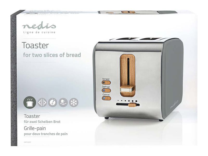 Nedis Brødrister KABT510EGY - toaster - grey