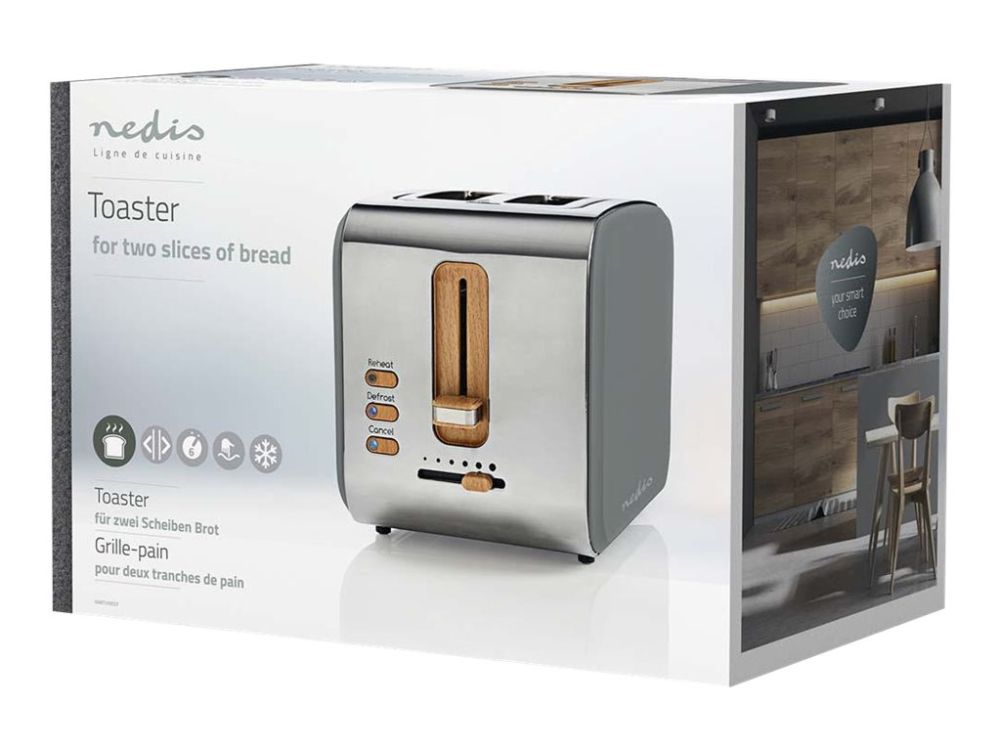 Nedis Brødrister KABT510EGY - toaster - grey