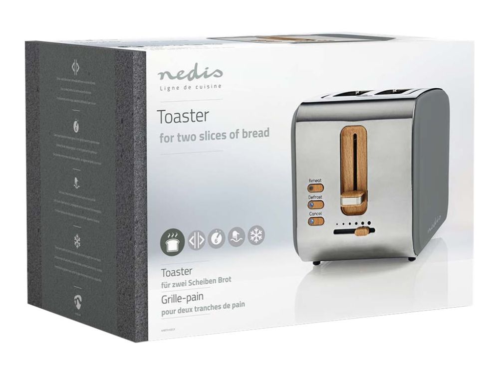 Nedis Brødrister KABT510EGY - toaster - grey