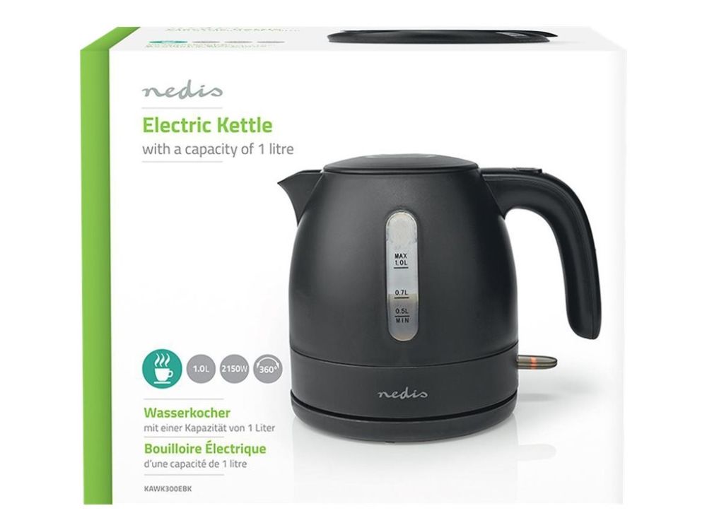 Nedis Elkedel KAWK300EBK - kettle - matt black - Mat sort - 2200 W