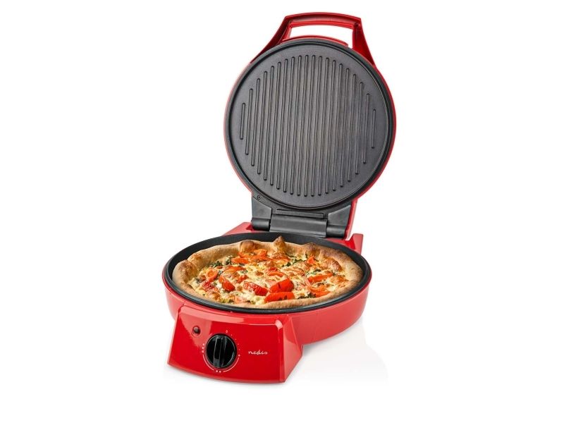Nedis FCPM100FRD, 1 pizza(er), 30 cm, 230 °C, Sort, Rød, Acrylonitrilbutadienstyren, Aluminium, 1800 W