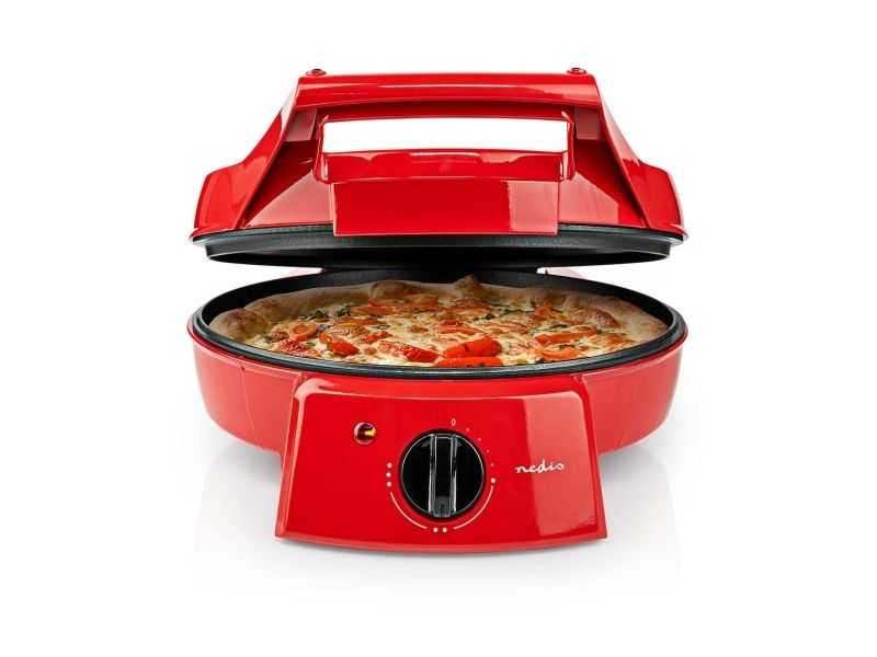 Nedis FCPM100FRD, 1 pizza(er), 30 cm, 230 °C, Sort, Rød, Acrylonitrilbutadienstyren, Aluminium, 1800 W