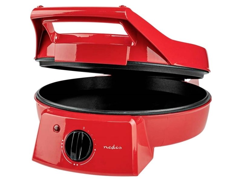 Nedis FCPM100FRD, 1 pizza(er), 30 cm, 230 °C, Sort, Rød, Acrylonitrilbutadienstyren, Aluminium, 1800 W