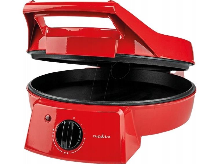 Nedis FCPM100FRD, 1 pizza(er), 30 cm, 230 °C, Sort, Rød, Acrylonitrilbutadienstyren, Aluminium, 1800 W