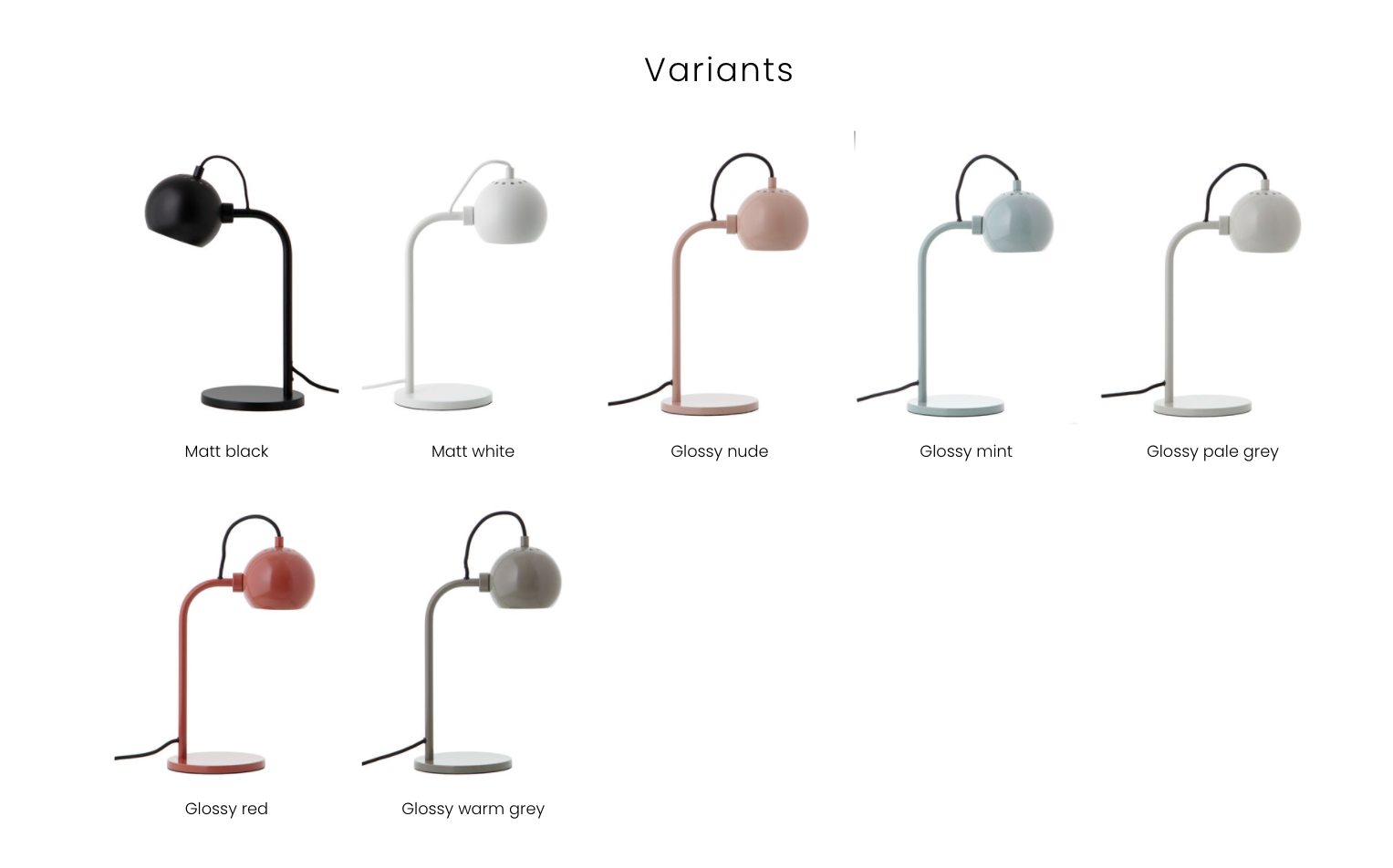 Frandsen - Ball Bordlampe Ø12 - Blank Mint billede 2