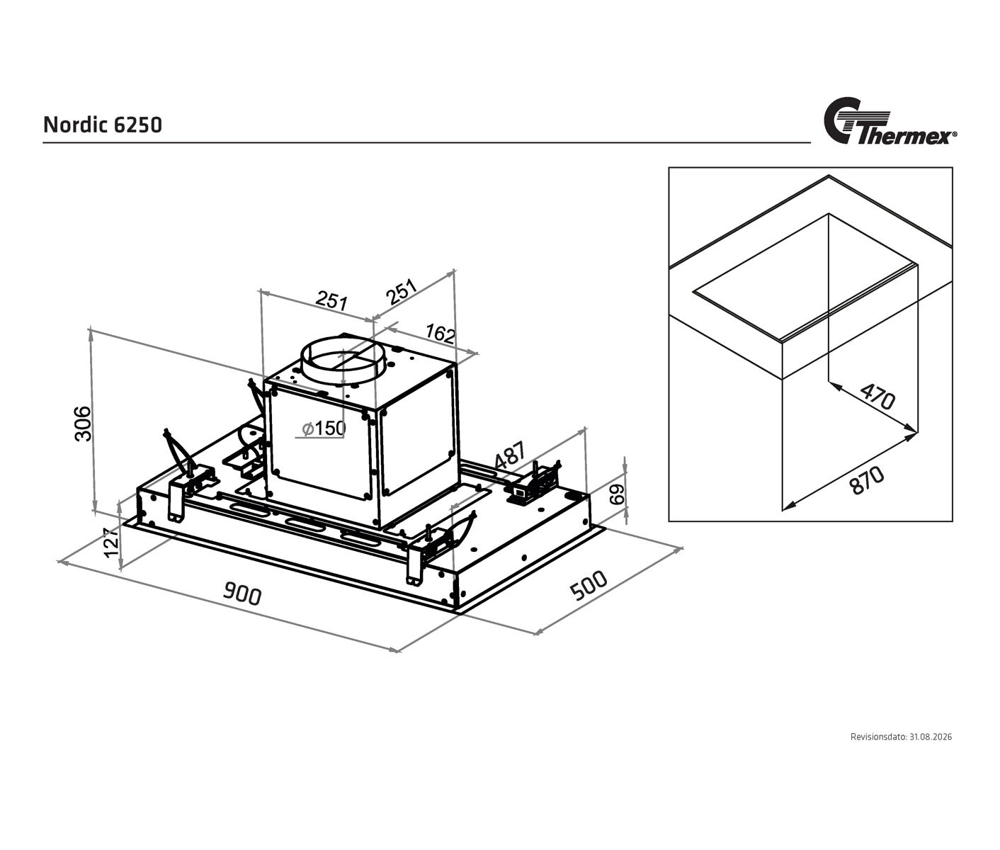 Thermex Nordic 6250 Emhætte 90x50 Loftemhætte billede 4