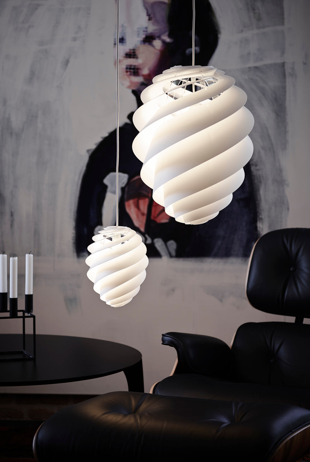 Swirl 2 hvid stor pendel billede 2