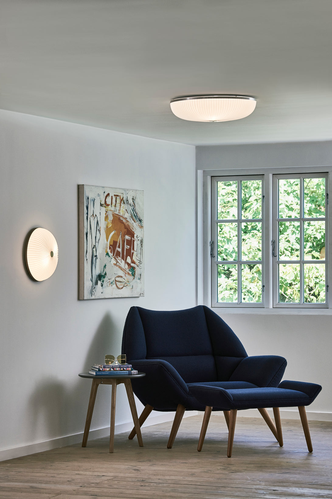 Lamella sølv/hvid loftslampe billede 3