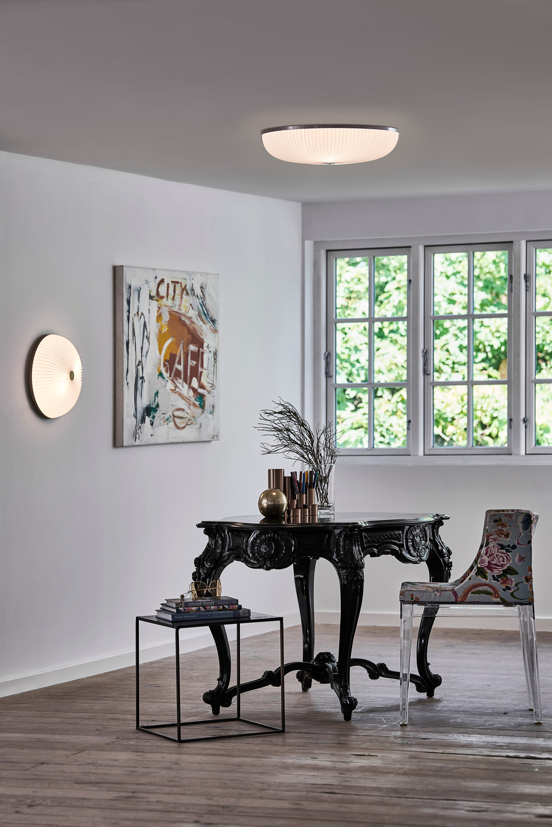 Lamella guld/hvid loftslampe billede 3