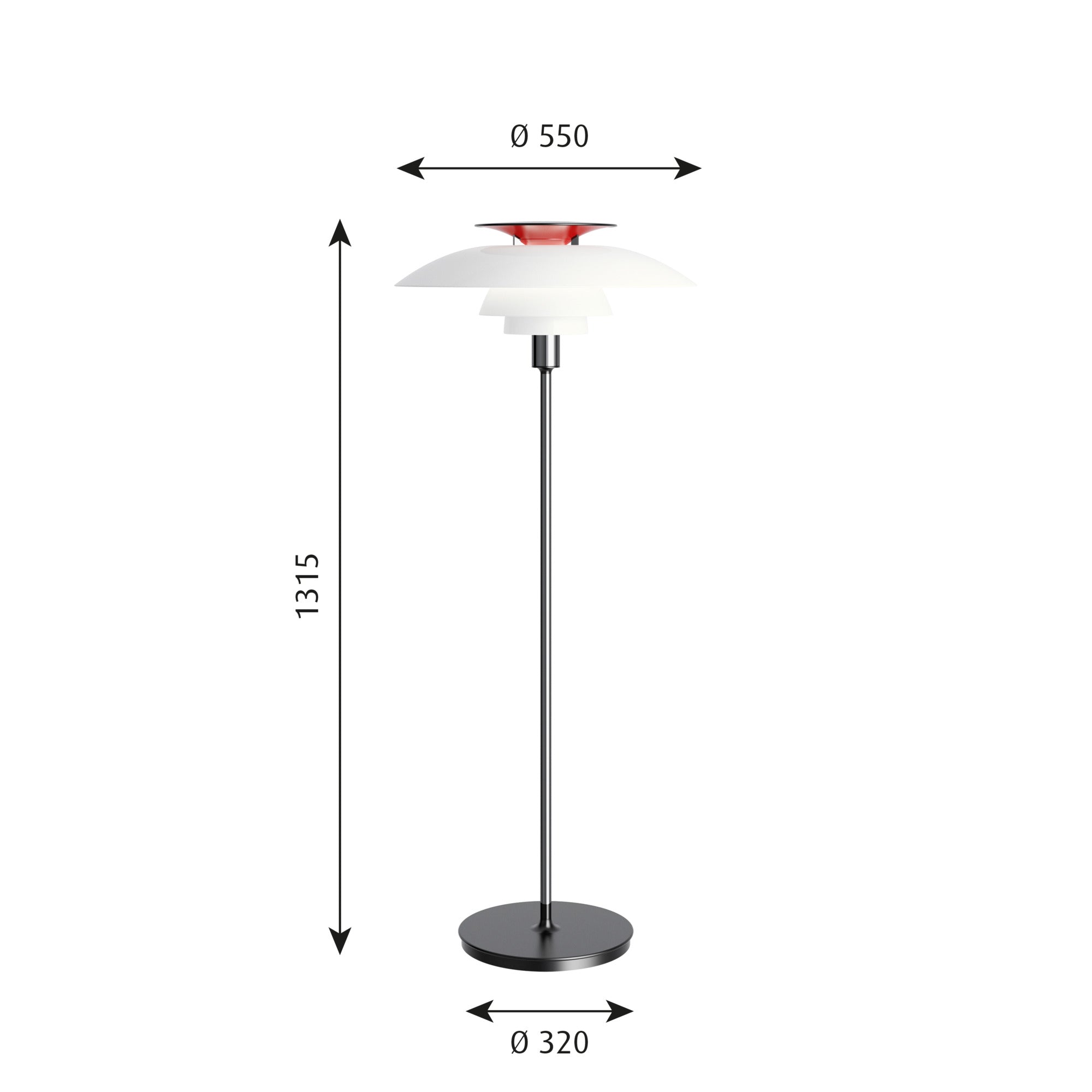 PH 80 Gulvlampe hvid opalt akryl/højglansforkromet billede 2