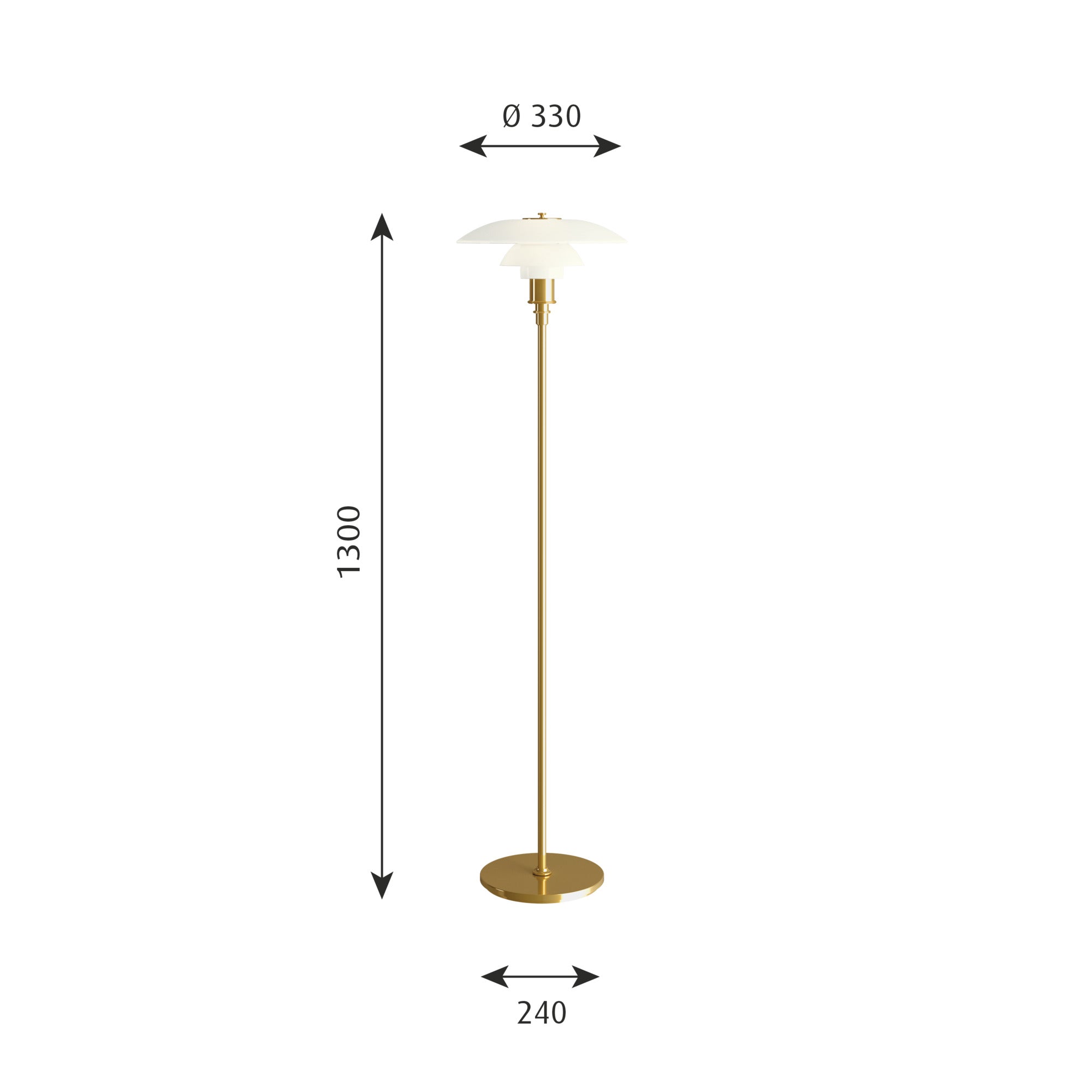 PH 3½-2½ Gulvlampe Messing Metalliseret billede 2