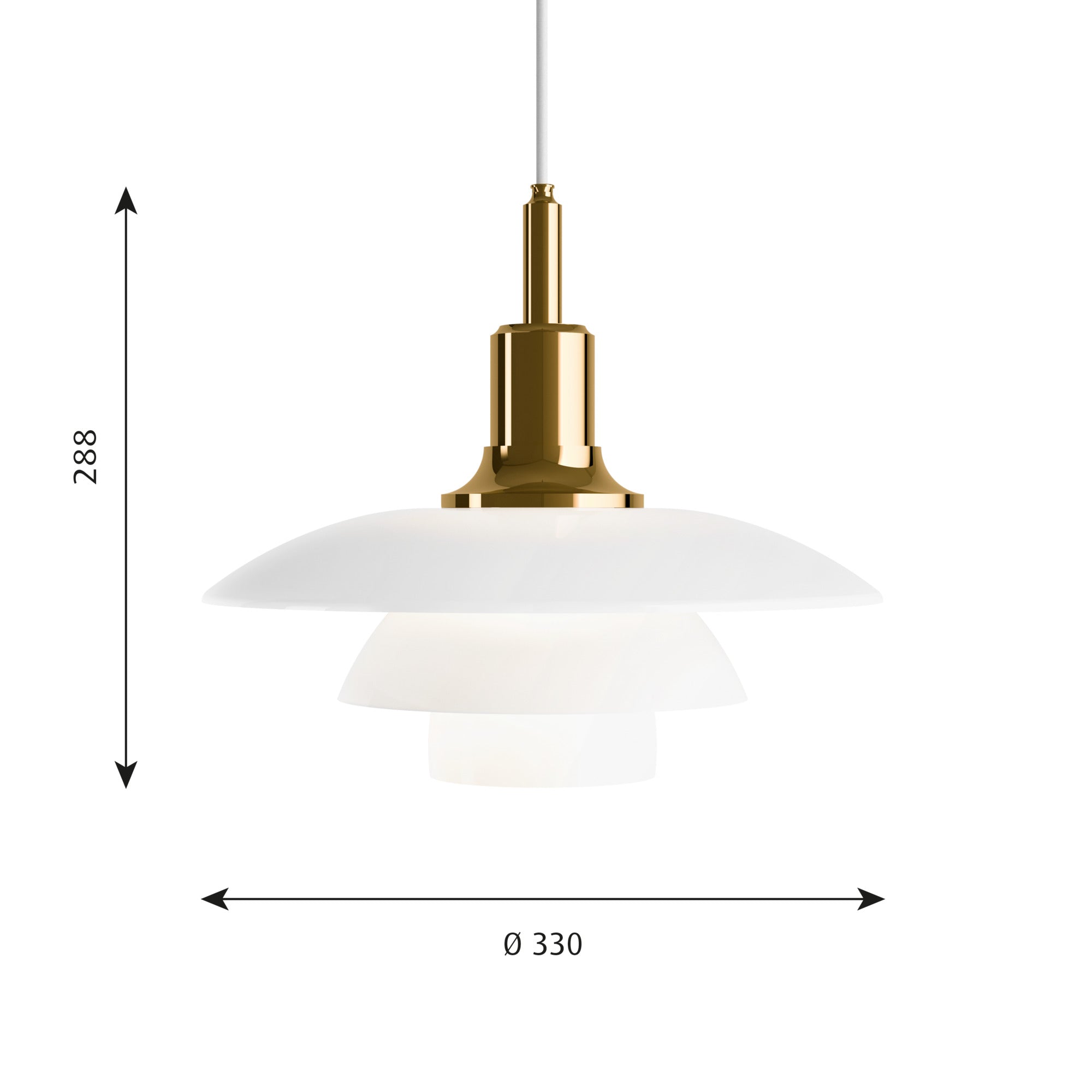 PH 3½-3 Glas Pendel Messing Metalliseret billede 2
