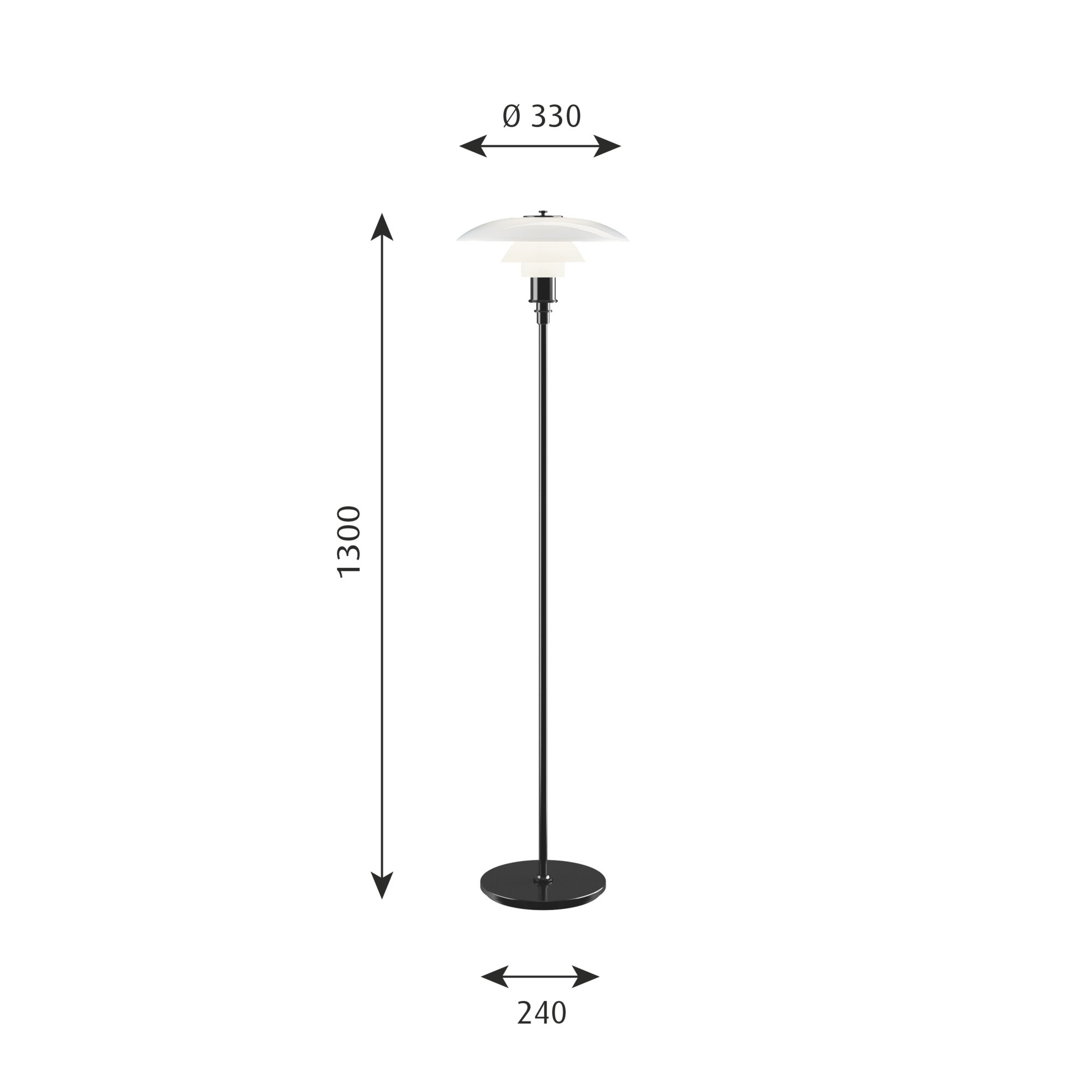 PH 3½-2½ Gulvlampe Sort Metalliseret billede 2