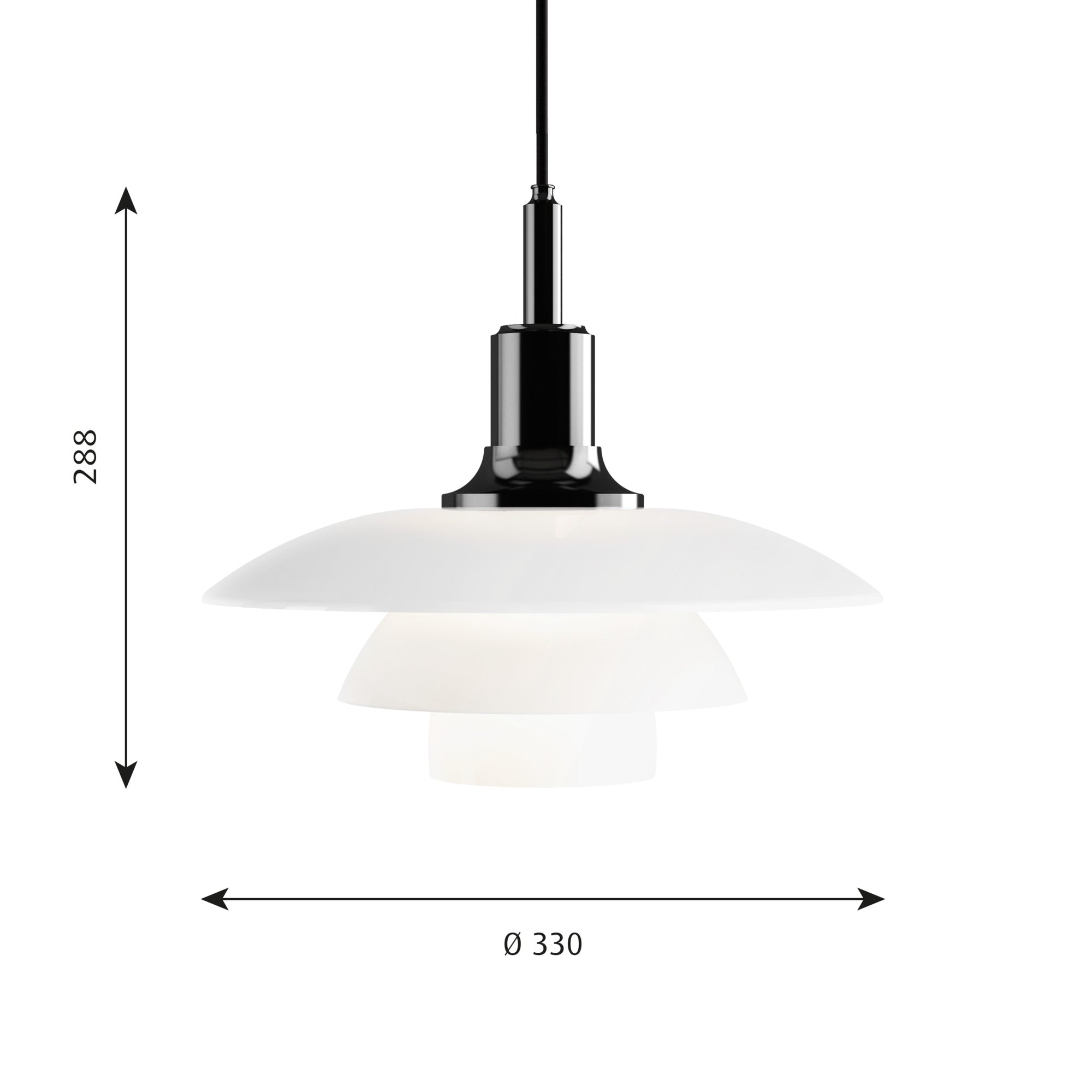 PH 3½-3 Glas Pendel Sort Metalliseret billede 2