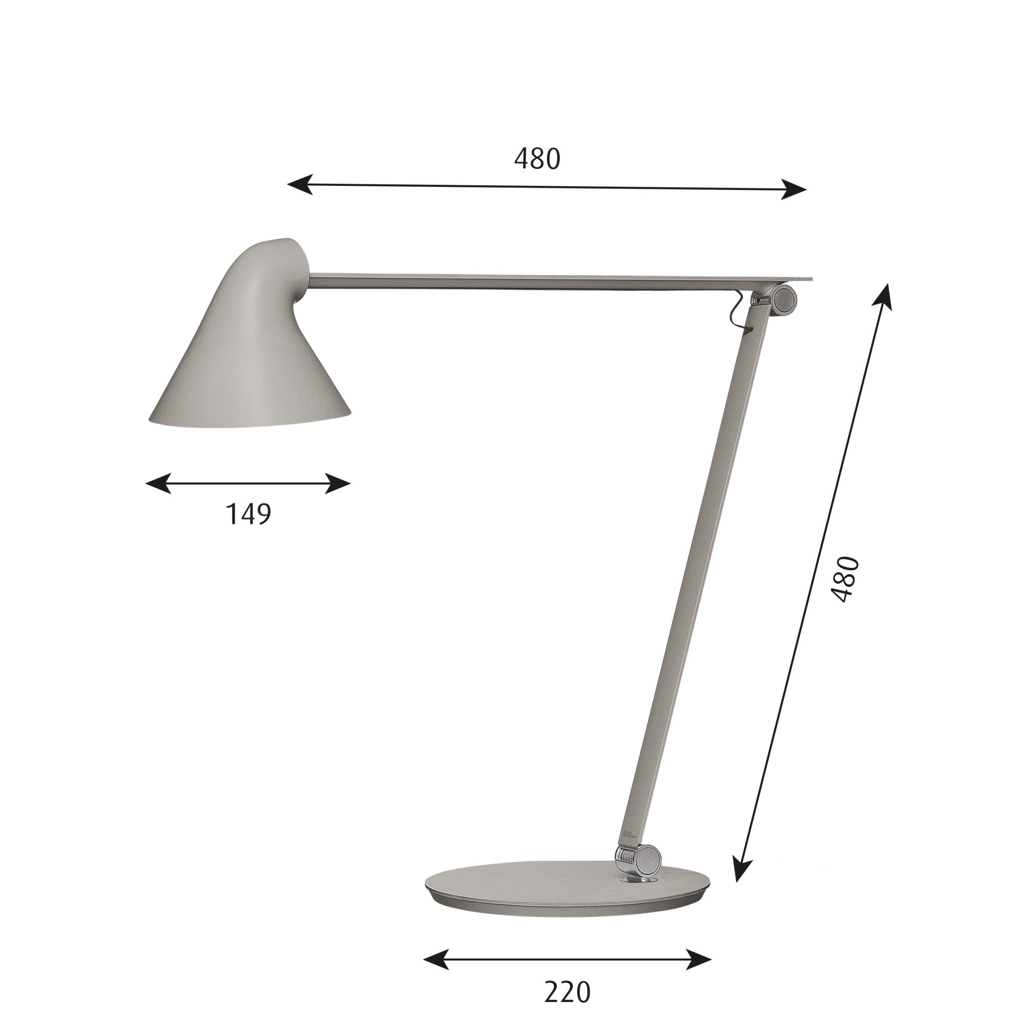 NJP Bordlampe LED 2700K Lys alu grå billede 2