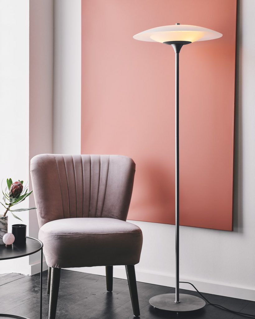 Baroni Ø46 Gulvlampe - Opal/Sort billede 4