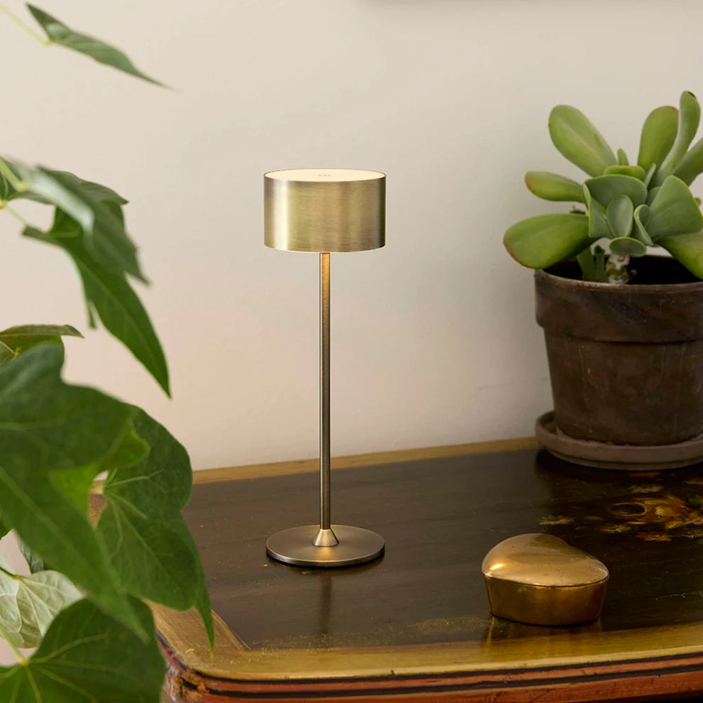 Bistro LED Bordlampe Antik Børstet Messing billede 3