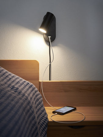 Ego Væglampe Sort m. USB - Nielsen Light billede 3