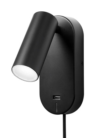 Ego Væglampe Sort m. USB - Nielsen Light billede 1