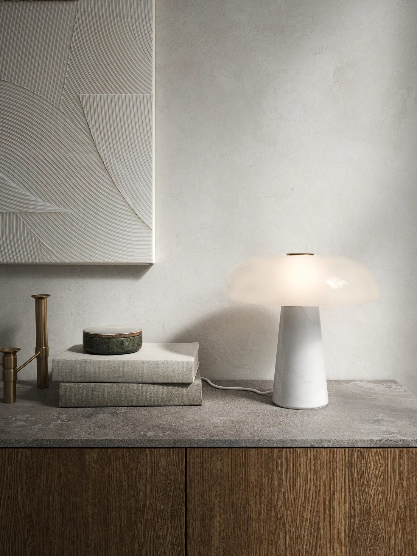 Glossy Bordlampe Opal Hvid billede 3