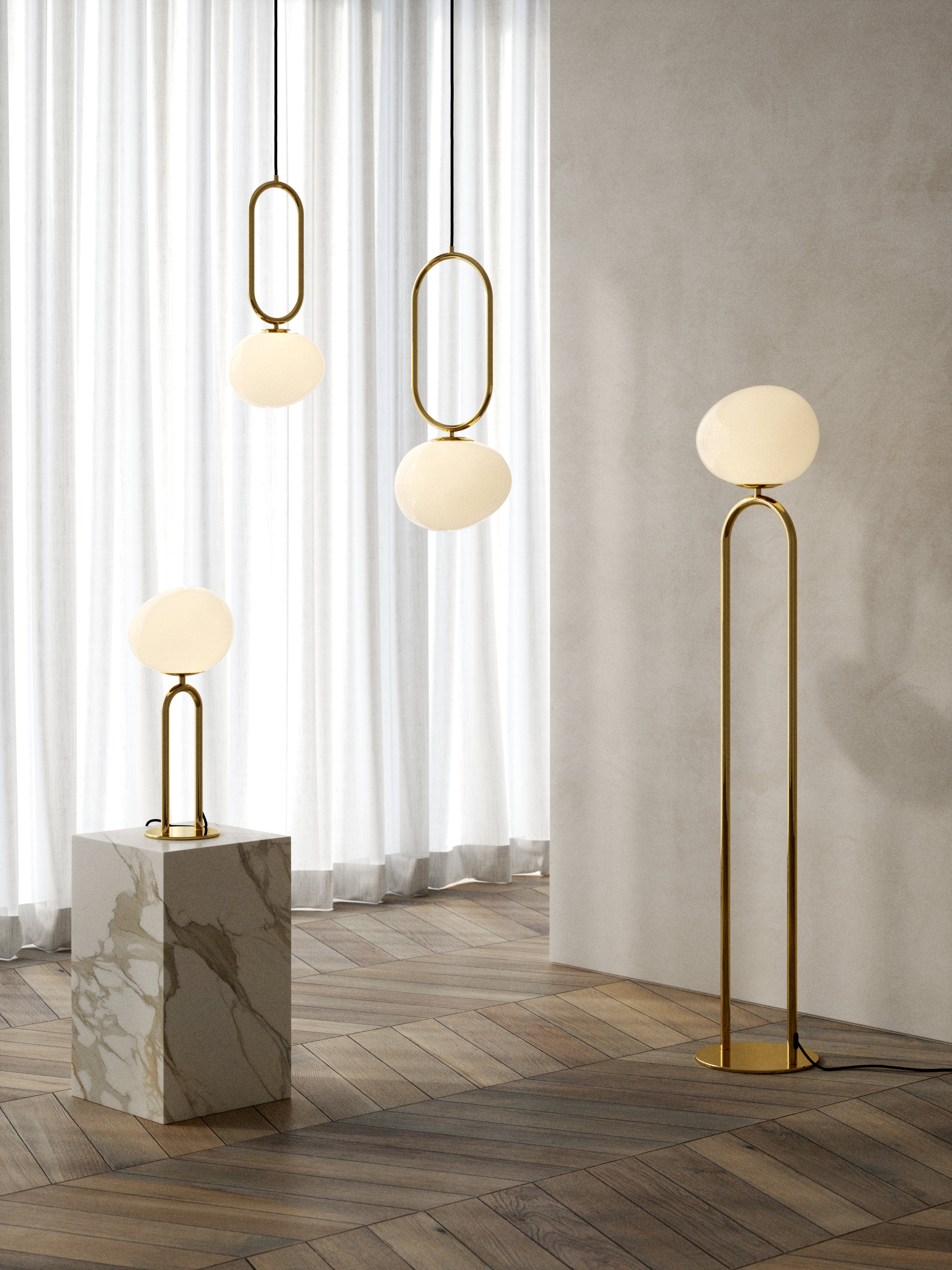Shapes E27 messing gulvlampe billede 4