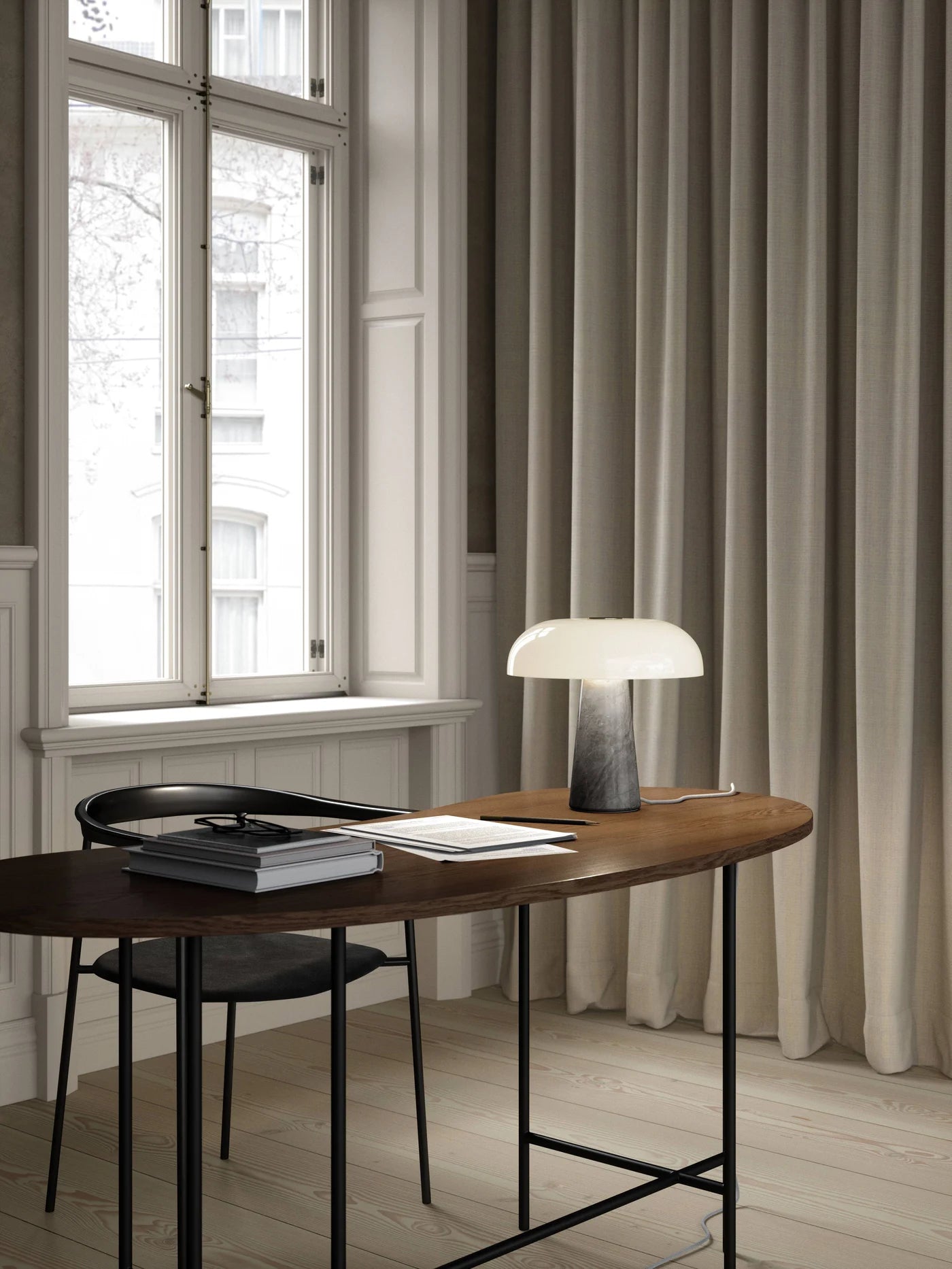 Glossy Bordlampe Opal Grå billede 3