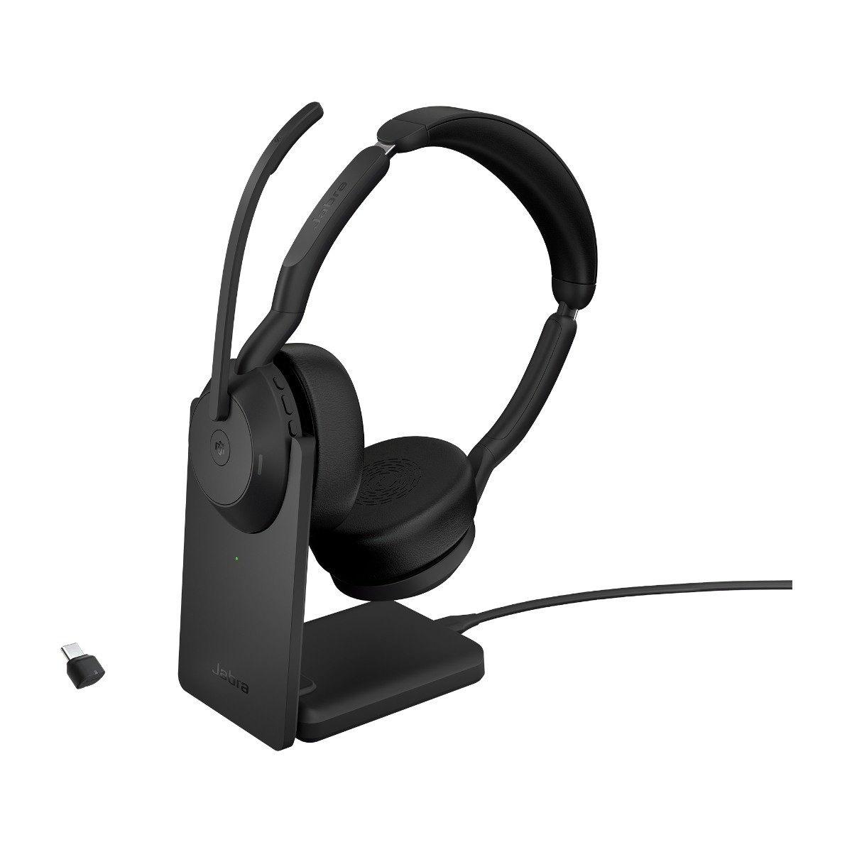 Jabra Evolve2 55 MS Stereo USB-C trådløst headset og opladningsstander billede 1