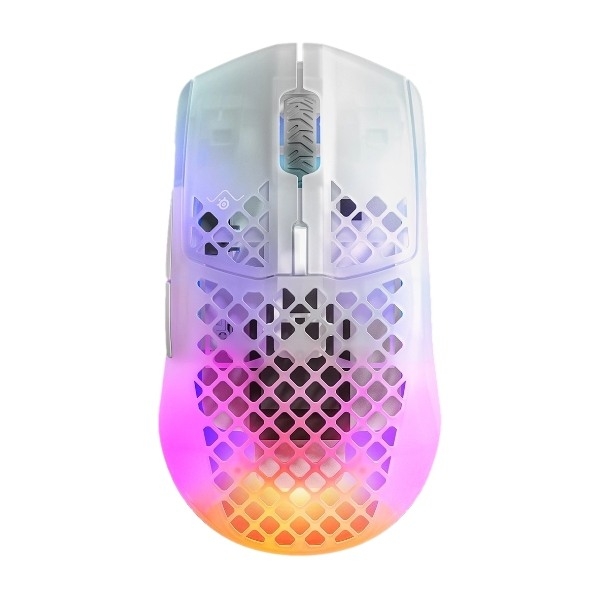 SteelSeries Aerox 3 Wireless 2022 - Ghost - Gaming Mus - Optisk - 6 knapper - Hvid med RGB-LED lys billede 2