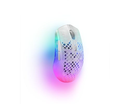 SteelSeries Aerox 3 Wireless 2022 - Ghost - Gaming Mus - Optisk - 6 knapper - Hvid med RGB-LED lys billede 3